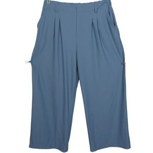 Halara Flex Blue High Waist Pleated Textured Wide Leg Pull On Pants Size Small